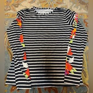 Lands' End Black and White Striped Rashguard